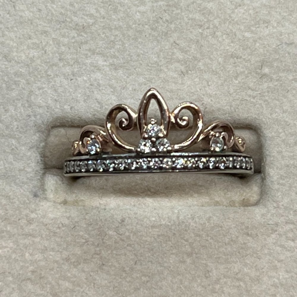 Disney Tiara Sterling and 10K Rose Gold and Diamond Ring Majestic Princess